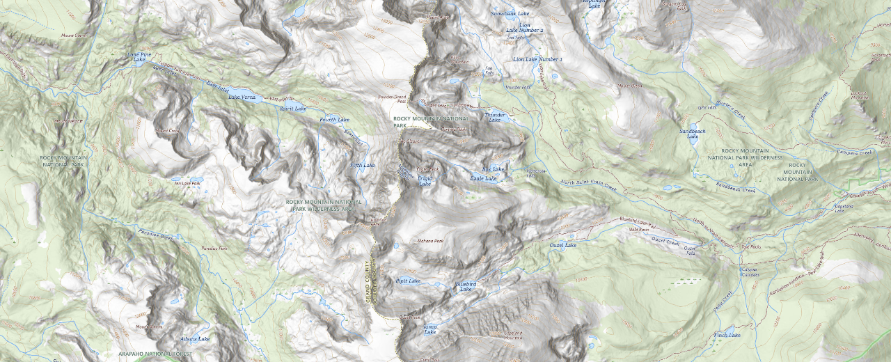 Topographic map of Rocky Mountain National Park